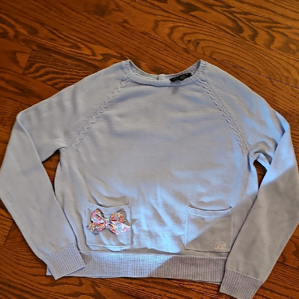 Polo by Ralph Lauren Light Blue Kids Bow-Back Cotton Sweater NWOT